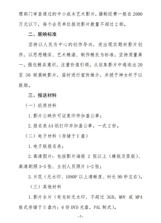 关于征集影片参加“第五届巫山神女杯  艺术电影周”的通知